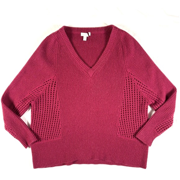 Garnet Hill 100% Cashmere Sweater XS Open Knit Mesh Boho Oversized Unique - Picture 8 of 10
